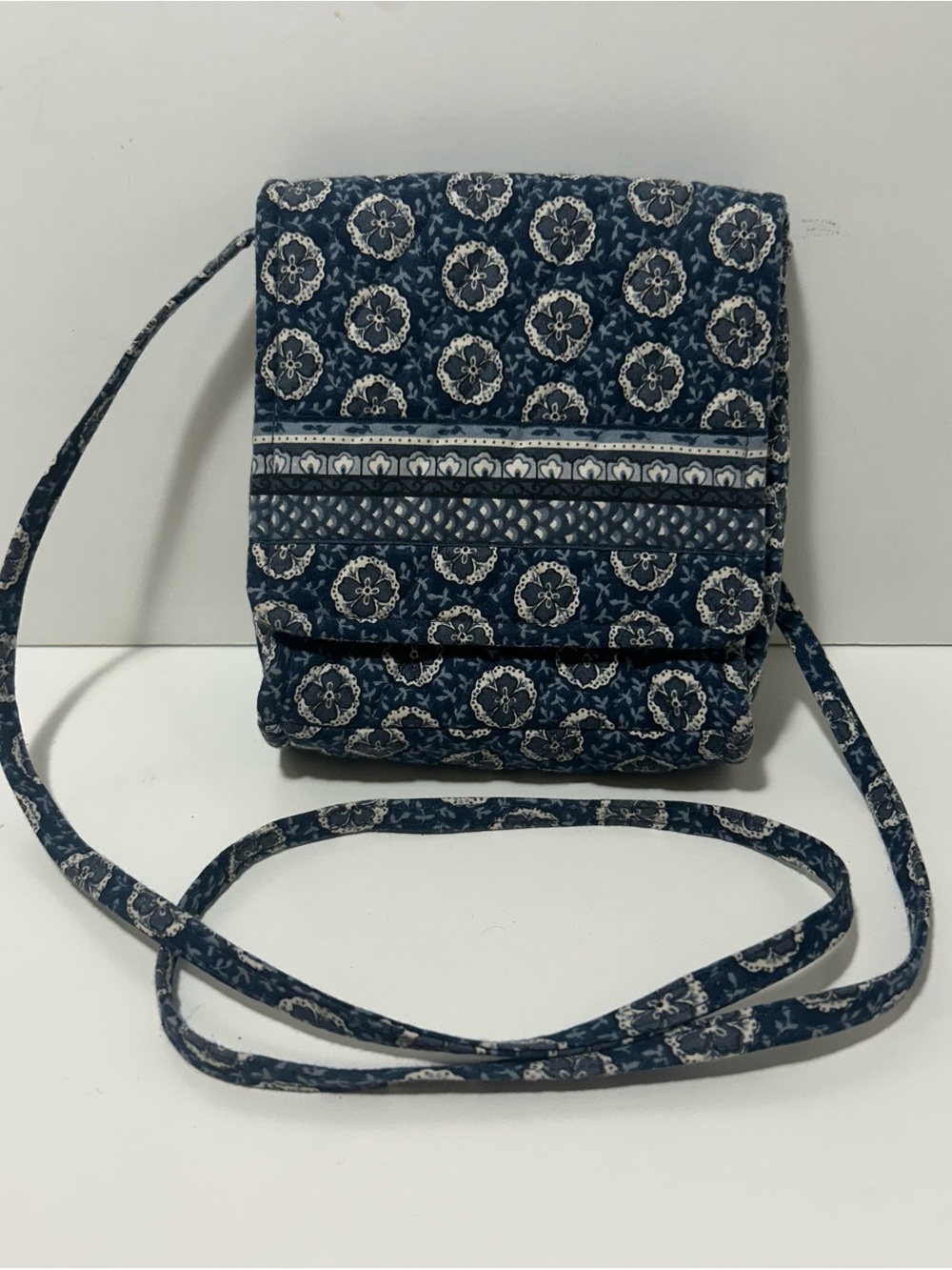 Vera Bradley INDIGO Navy Quilted Floral Crossbody Handbag